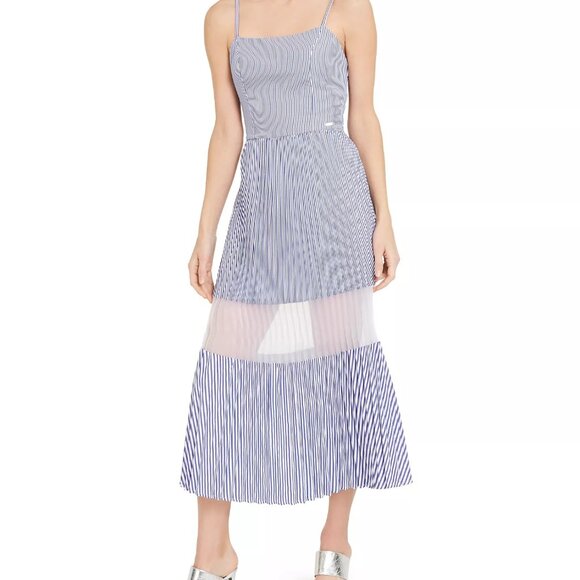 A/X Armani Exchange Dresses & Skirts - Armani Exchange Striped Pleated Midi Dress Women's 8- Nautical Beach Vacation